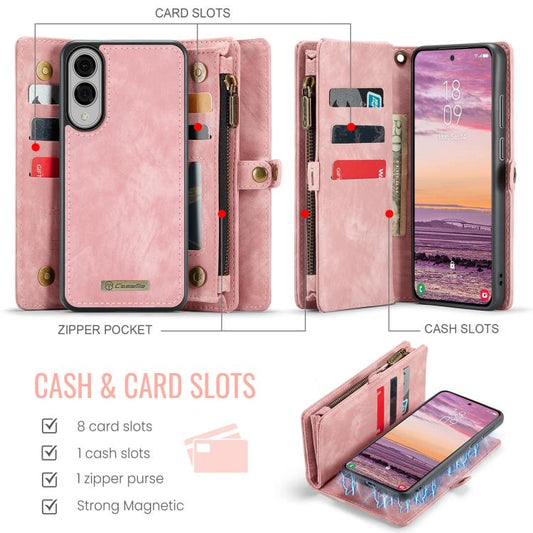 For Samsung Galaxy S25 Edge 5G CaseMe 008 Detachable Multifunctional Leather Phone Case(Pink) - Galaxy S25 Edge 5G Cases by CaseMe | Online Shopping UK | buy2fix