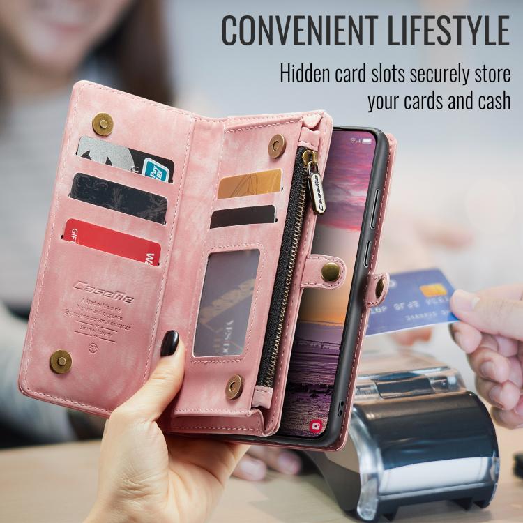 For Samsung Galaxy S25 Edge 5G CaseMe 008 Detachable Multifunctional Leather Phone Case(Pink) - Galaxy S25 Edge 5G Cases by CaseMe | Online Shopping UK | buy2fix