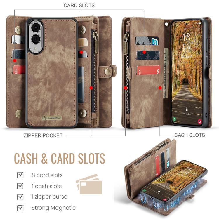 For Samsung Galaxy S25 Edge 5G CaseMe 008 Detachable Multifunctional Leather Phone Case(Brown) - Galaxy S25 Edge 5G Cases by CaseMe | Online Shopping UK | buy2fix