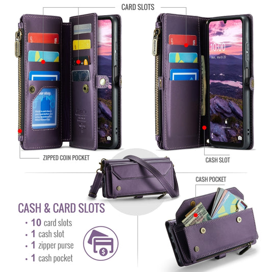 For Samsung Galaxy A16 5G CaseMe C36 Card Slots Zipper Wallet RFID Anti-theft Leather Phone Case(Purple) by CaseMe