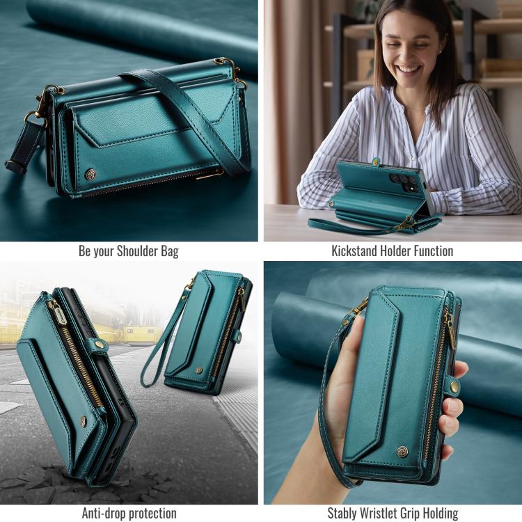 For Samsung Galaxy S25 Ultra 5G CaseMe C36 Card Slots Zipper Wallet RFID Anti-theft Leather Phone Case(Blue) - Galaxy S25 Ultra 5G Cases by CaseMe | Online Shopping UK | buy2fix