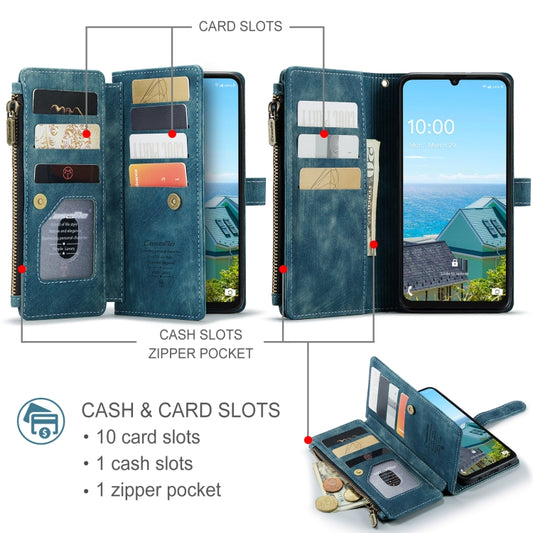 For Samsung Galaxy A16 5G CaseMe C30 Card Slots Zipper Wallet Leather Phone Case(Blue) - Galaxy Phone Cases by CaseMe | Online Shopping UK | buy2fix