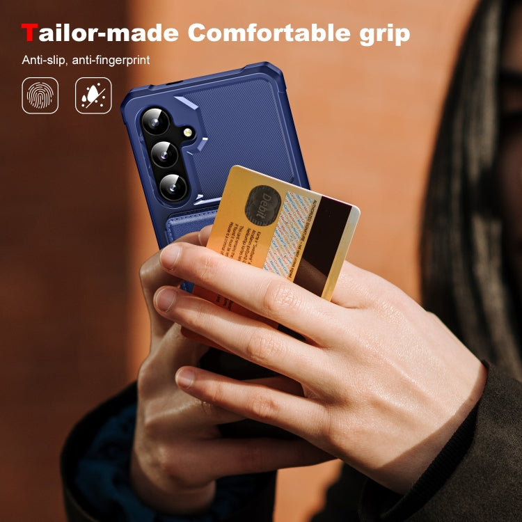 For Samsung Galaxy S24+ 5G ENKAY Hat-Prince Card Slot Wallet TPU Back Leather Phone Case with Lens Film(Dark Blue) - Galaxy S24+ 5G Cases by ENKAY | Online Shopping UK | buy2fix