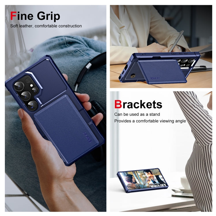 For Samsung Galaxy S24 Ultra 5G ENKAY Hat-Prince Card Slot Wallet TPU Back Leather Phone Case with Lens Film(Purple) - Galaxy S24 Ultra 5G Cases by ENKAY | Online Shopping UK | buy2fix