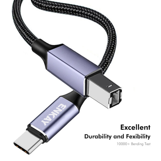 ENKAY ENK-CB170 USB C / Type-C to USB 2.0 B Printer Scanner Nylon Braided Cable, Length:2m by ENKAY