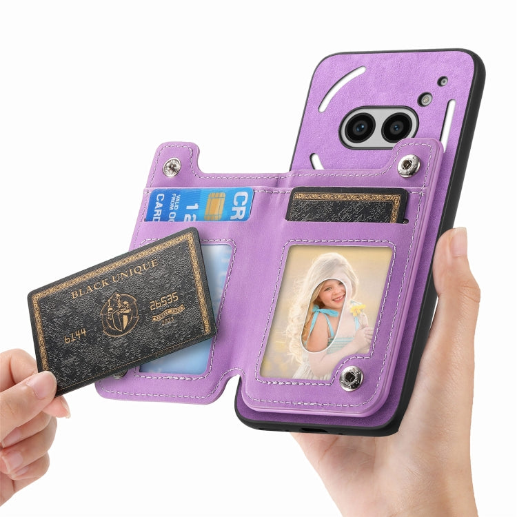 For Nothing CMF Phone 1 Retro MagSafe Zipper Wallet Card Bag Back Phone Case(Purple) - Nothing Cases by buy2fix | Online Shopping UK | buy2fix