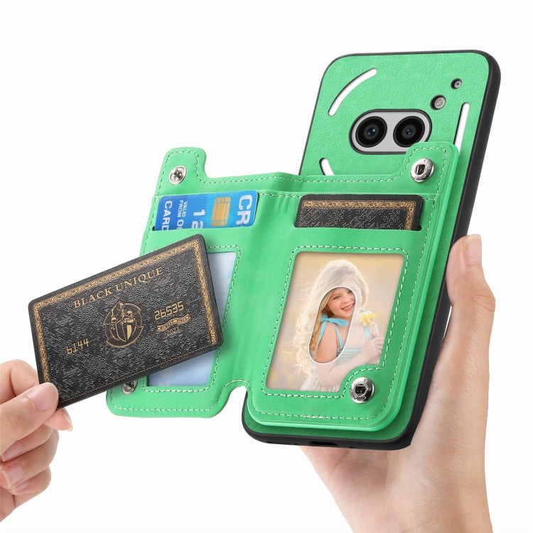 For Nothing CMF Phone 1 Retro MagSafe Zipper Wallet Card Bag Back Phone Case(Green) - Nothing Cases by buy2fix | Online Shopping UK | buy2fix