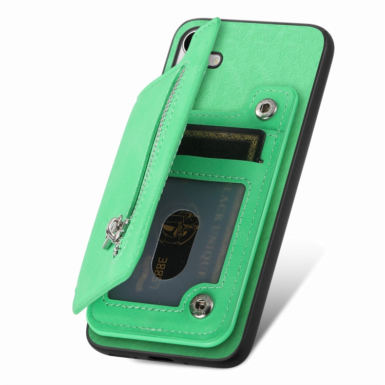 For Samsung Galaxy S25+ 5G Retro MagSafe Zipper Wallet Card Bag Back Phone Case(Green) - Galaxy S25+ 5G Cases by buy2fix | Online Shopping UK | buy2fix
