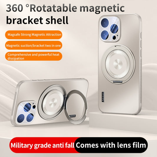 For iPhone 16 Cooling MagSafe Holder Phone Case with Lens Film(Titanium Gray) - iPhone 16 Cases by buy2fix | Online Shopping UK | buy2fix