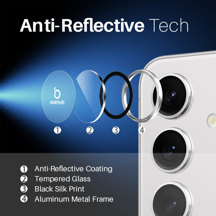 For Samsung Galaxy S25+ 5G NORTHJO Camera Lens Protector CD Metal Ring Tempered Glass Film(Silver) - Galaxy S25+ 5G Tempered Glass by NORTHJO | Online Shopping UK | buy2fix