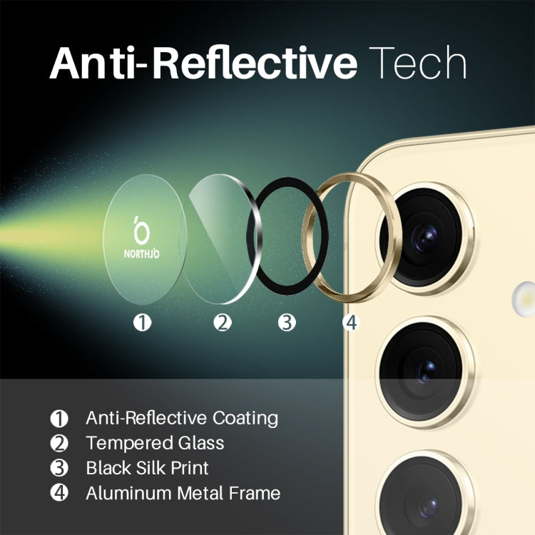 For Samsung Galaxy S25+ 5G NORTHJO Camera Lens Protector CD Metal Ring Tempered Glass Film(Gold) - Galaxy S25+ 5G Tempered Glass by NORTHJO | Online Shopping UK | buy2fix