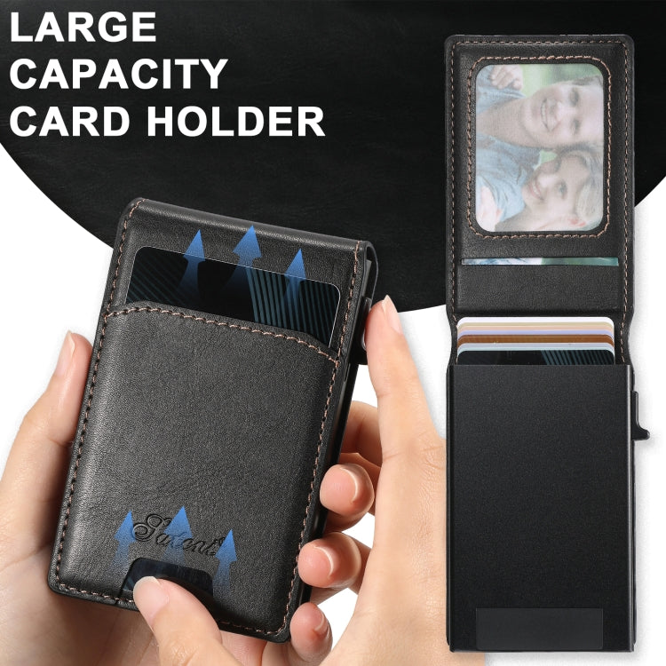 For Samsung Galaxy S24+ 5G Suteni H19 Oil Wax 2-in-1 MagSafe Removable Card Box Back Phone Case(Black) - Galaxy S24+ 5G Cases by Suteni | Online Shopping UK | buy2fix