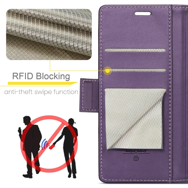 For Redmi Note 14 5G CaseMe 023 Butterfly Buckle Litchi Texture RFID Anti-theft Leather Phone Case(Purple) by CaseMe