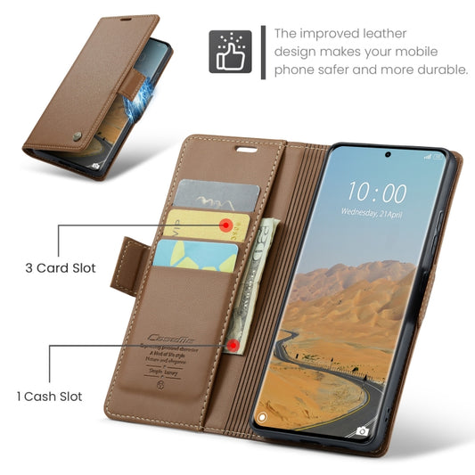 For Redmi Note 14 Pro 5G CaseMe 023 Butterfly Buckle Litchi Texture RFID Anti-theft Leather Phone Case(Brown) by CaseMe