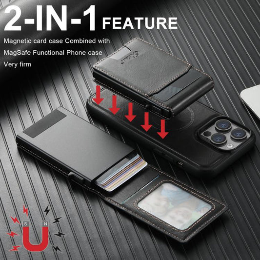 For Google Pixel 10 Pro Suteni H19 Oil Wax 2-in-1 MagSafe Removable Card Box Back Phone Case(Black) - Google Cases by Suteni | Online Shopping UK | buy2fix