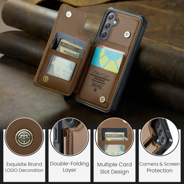 For Samsung Galaxy S25 5G CaseMe C22 Card Slots Holder RFID Anti-theft Phone Case(Brown) by CaseMe