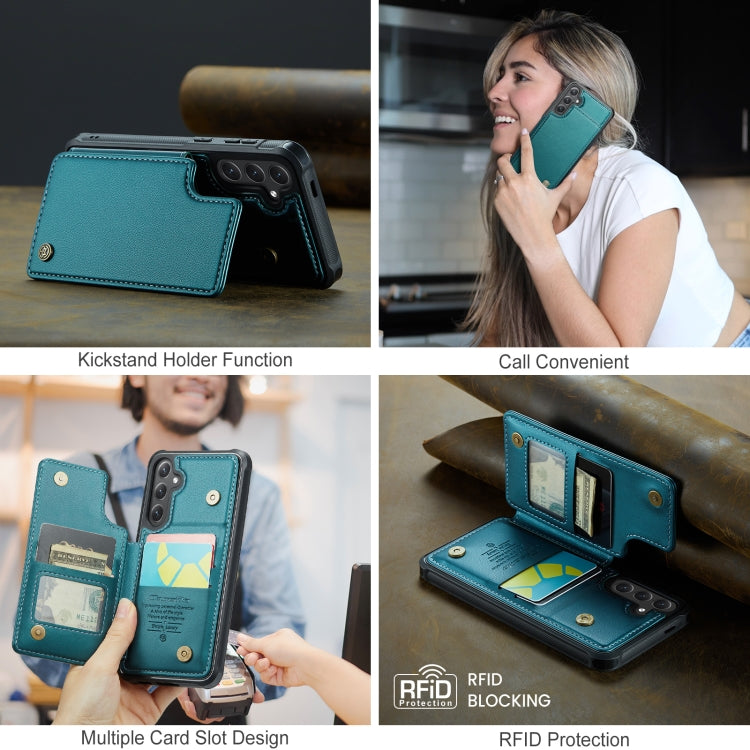 For Samsung Galaxy S25+ 5G CaseMe C22 Card Slots Holder RFID Anti-theft Phone Case(Green) - Galaxy S25+ 5G Cases by CaseMe | Online Shopping UK | buy2fix