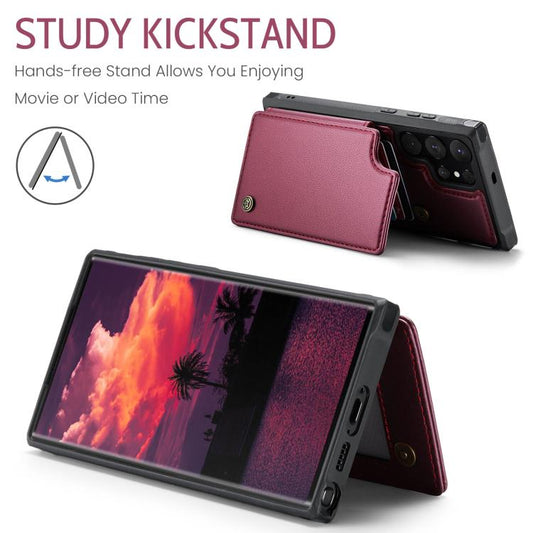 For Samsung Galaxy S25 Ultra 5G CaseMe C22 Card Slots Holder RFID Anti-theft Phone Case(Red) by CaseMe