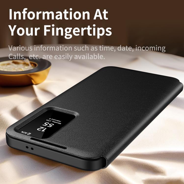 For Samsung Galaxy S22 5G Smart View Window Leather Phone Case with Card Slot(Black) - Galaxy S22 5G Cases by buy2fix | Online Shopping UK | buy2fix