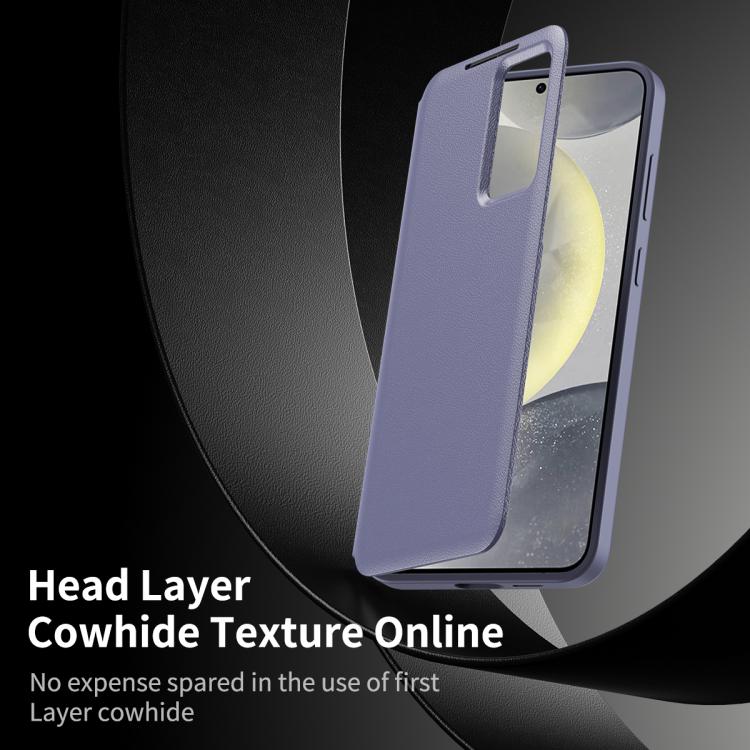 For Samsung Galaxy S22 5G Smart View Window Leather Phone Case with Card Slot(Purple) - Galaxy S22 5G Cases by buy2fix | Online Shopping UK | buy2fix