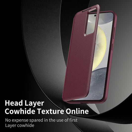 For Samsung Galaxy S24+ 5G Smart View Window Leather Phone Case with Card Slot(Red) - Galaxy S24+ 5G Cases by buy2fix | Online Shopping UK | buy2fix