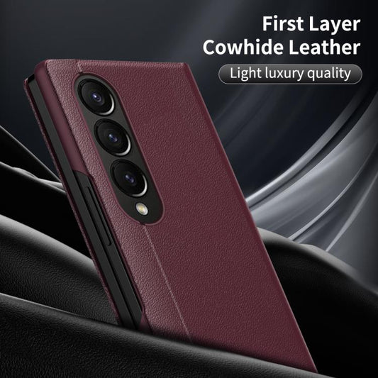 For Samsung Galaxy Z Fold4 Smart View Window Leather Phone Case with Card Slot(Red) - Galaxy Z Fold4 5G Cases by buy2fix | Online Shopping UK | buy2fix