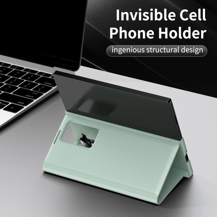 For Samsung Galaxy Z Fold5 5G Smart View Window Leather Phone Case with Card Slot(Green) - Galaxy Z Fold5 Cases by buy2fix | Online Shopping UK | buy2fix