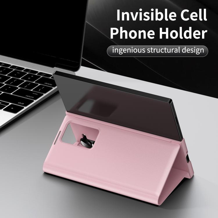 For Samsung Galaxy Z Fold6 5G Smart View Window Leather Phone Case with Card Slot(Pink) - Galaxy Z Fold6 5G Cases by buy2fix | Online Shopping UK | buy2fix