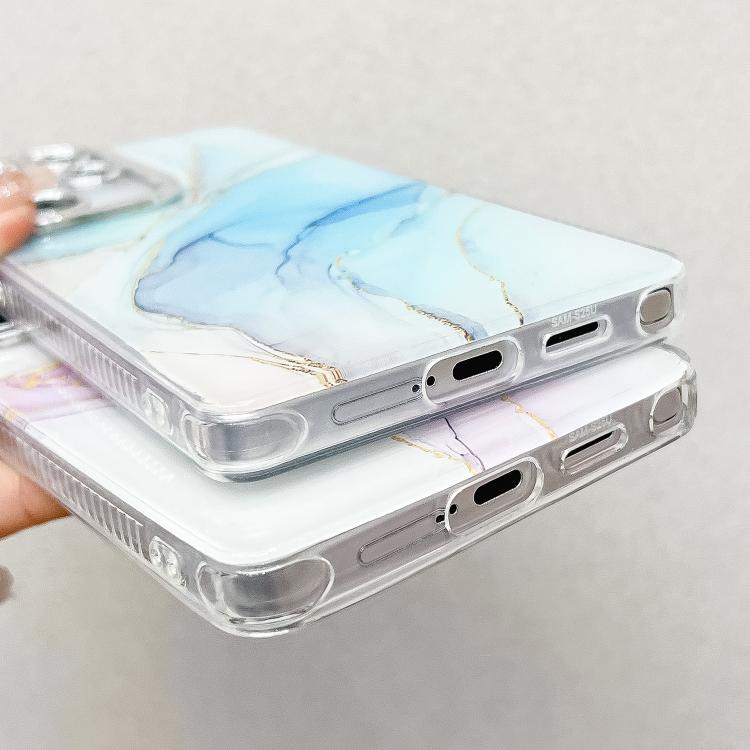 For Samsung Galaxy S25 5G Electroplated Marble Texture Phone Case(Pink M2) by buy2fix