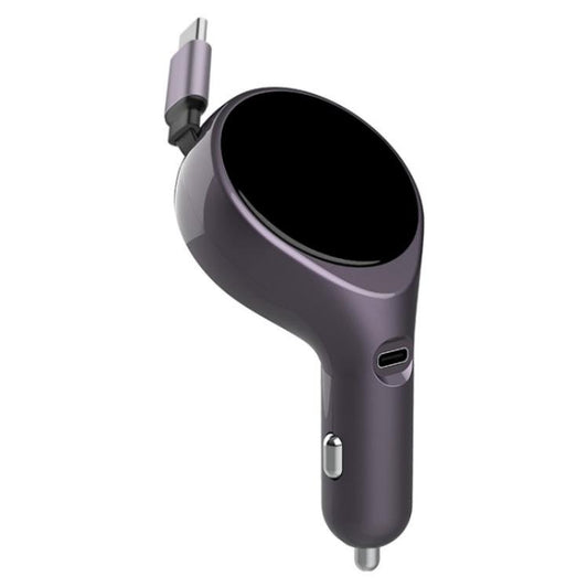 K1 With Retractable Cable Car Charger Type-C PD 20W Fast Charging Adapter by buy2fix
