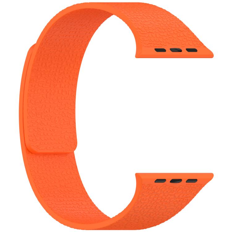 For Apple Watch 42mm / 41mm / 40mm / 38mm Litchi Texture Magnetic Silicone Watch Band(Orange) - Watch Bands by buy2fix | Online Shopping UK | buy2fix