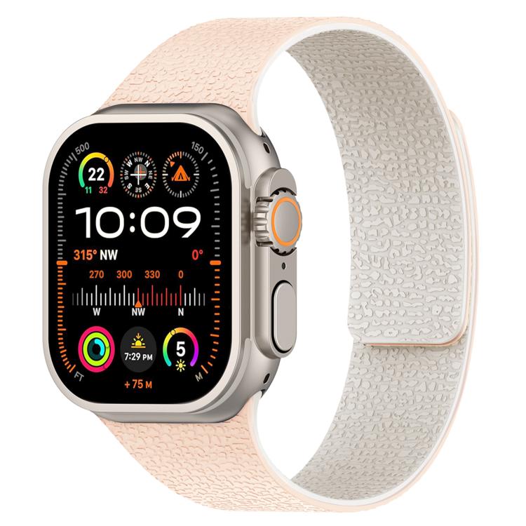 For Apple Watch 42mm / 41mm / 40mm / 38mm Litchi Texture Magnetic Silicone Watch Band(Milk Tea White) - Watch Bands by buy2fix | Online Shopping UK | buy2fix