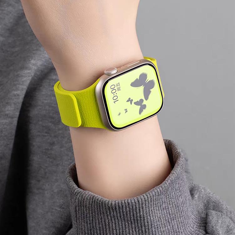For Apple Watch 42mm / 41mm / 40mm / 38mm Litchi Texture Magnetic Silicone Watch Band(Milk Tea White) - Watch Bands by buy2fix | Online Shopping UK | buy2fix