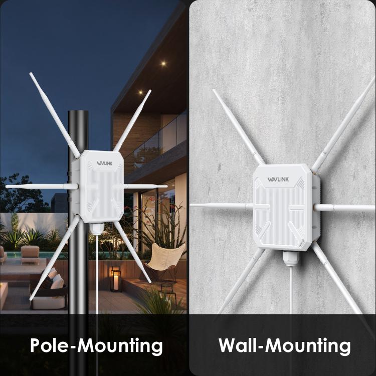 WAVLINK WN588HX3 AX3000 Outdoor WiFi Extender with 6 Antennas Dual Band WiFi Repeater, Plug:UK Plug - Wireless Routers by WAVLINK | Online Shopping UK | buy2fix