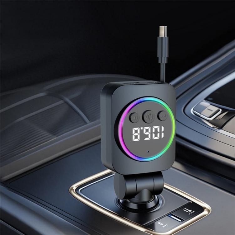 C76 Retractable Cable PD 30W Car Charger Cigarette Lighter Adapter Bluetooth FM Transmitter - Car Charger by buy2fix | Online Shopping UK | buy2fix