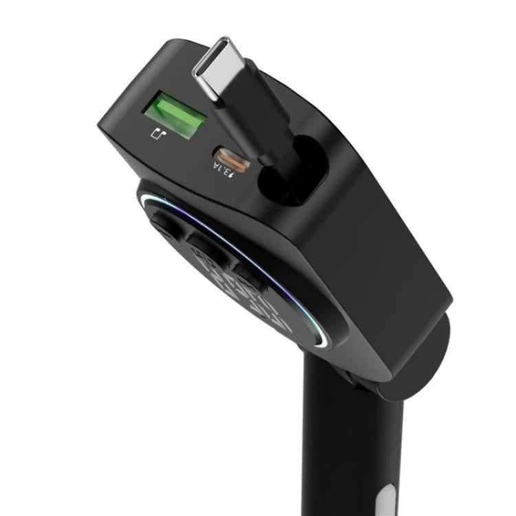 C76 Retractable Cable PD 30W Car Charger Cigarette Lighter Adapter Bluetooth FM Transmitter - Car Charger by buy2fix | Online Shopping UK | buy2fix