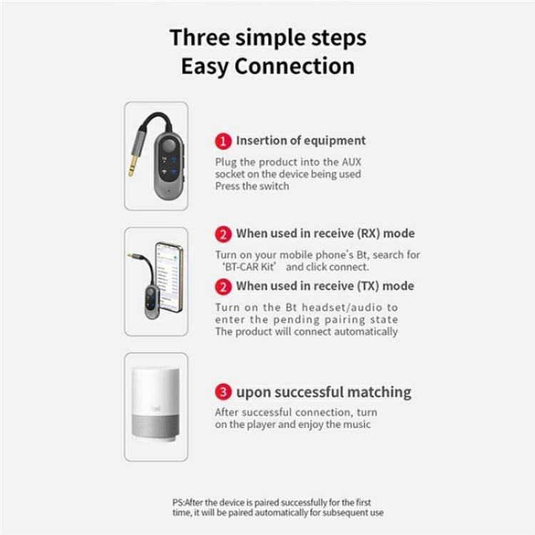 W10 Car Stereo Wireless Connection Audio Adapter 2 in 1 Car Bluetooth 5.3 Receiver Transmitter - Bluetooth Adapters by buy2fix | Online Shopping UK | buy2fix