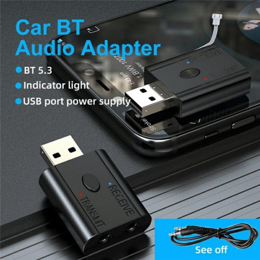 W12 AUX Adapter USB Dongle 2 In 1 Bluetooth 5.3 Car Audio Transmitter Receiver - Bluetooth Adapters by buy2fix | Online Shopping UK | buy2fix