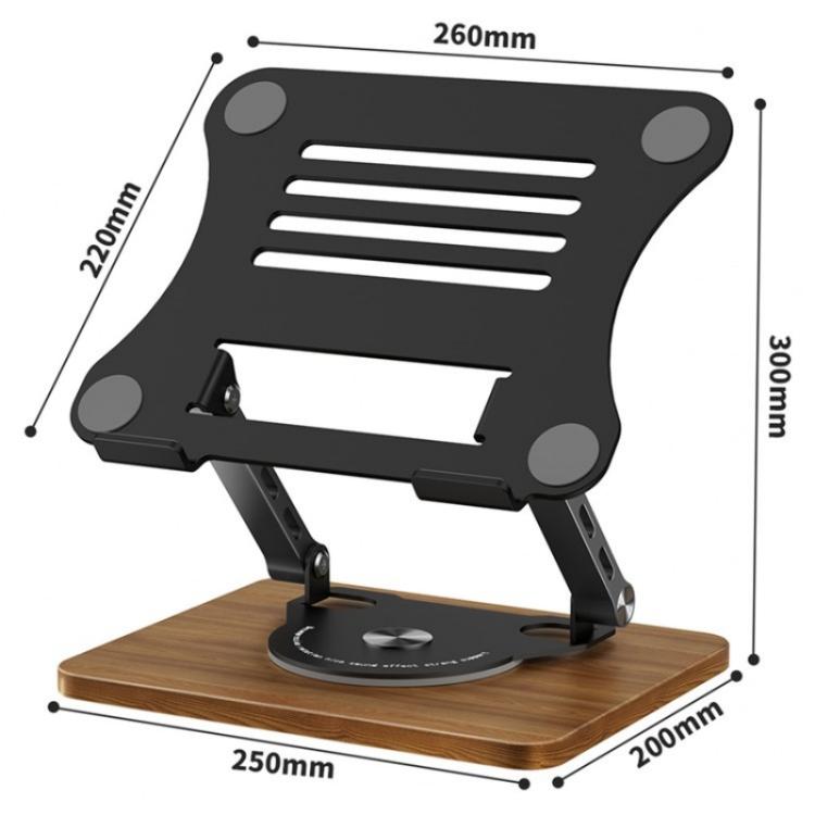 J31 Foldable 360-Degree Rotating Laptop Metal Wood Cooling Stand(Grey) - Laptop Stand by buy2fix | Online Shopping UK | buy2fix