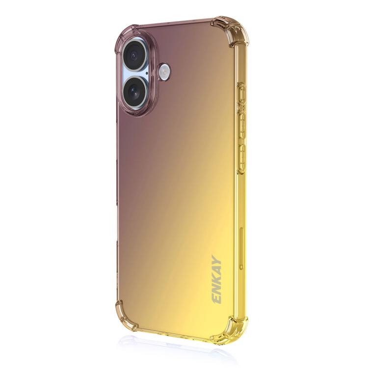 For iPhone 16 Plus ENKAY Hat-Prince Gradient Airbag TPU Phone Case(Purple Gold) - iPhone 16 Plus Cases by ENKAY | Online Shopping UK | buy2fix
