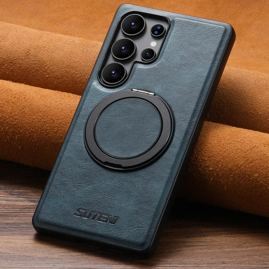 For Samsung Galaxy S25 5G Suteni G3 Oil Wax 360 Rotation Holder MagSafe Back Phone Case(Blue) - Galaxy S25 5G Cases by Suteni | Online Shopping UK | buy2fix