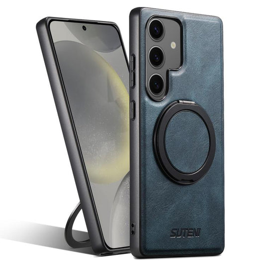 For Samsung Galaxy S24 5G Suteni G3 Oil Wax 360 Rotation Holder MagSafe Back Phone Case(Blue) - Galaxy S24 5G Cases by Suteni | Online Shopping UK | buy2fix