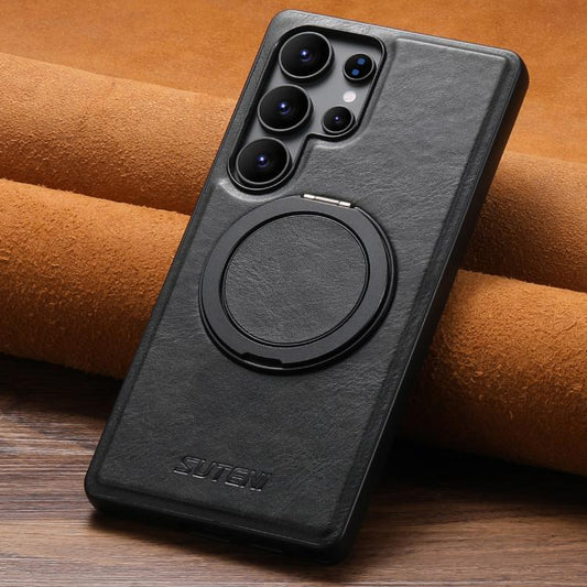 For Samsung Galaxy S23+ 5G Suteni G3 Oil Wax 360 Rotation Holder MagSafe Back Phone Case(Black) - Galaxy S23+ 5G Cases by Suteni | Online Shopping UK | buy2fix