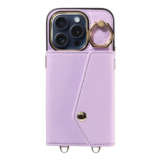 For iPhone 12 Pro Diagonal Crossbody Ring Organ Wallet Leather Back Phone Case(Purple) - iPhone 12 / 12 Pro Cases by buy2fix | Online Shopping UK | buy2fix