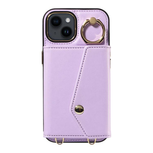 For iPhone 11 Diagonal Crossbody Ring Organ Wallet Leather Back Phone Case(Purple) - iPhone 11 Cases by buy2fix | Online Shopping UK | buy2fix