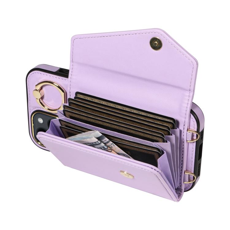 For iPhone 11 Diagonal Crossbody Ring Organ Wallet Leather Back Phone Case(Purple) - iPhone 11 Cases by buy2fix | Online Shopping UK | buy2fix