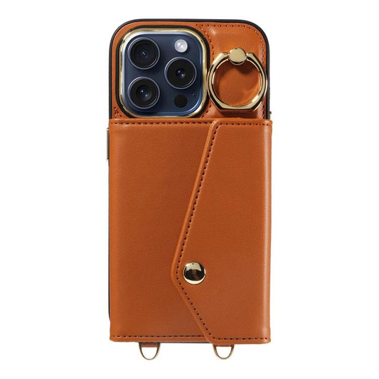 For iPhone 11 Pro Diagonal Crossbody Ring Organ Wallet Leather Back Phone Case(Brown) - iPhone 11 Pro Cases by buy2fix | Online Shopping UK | buy2fix