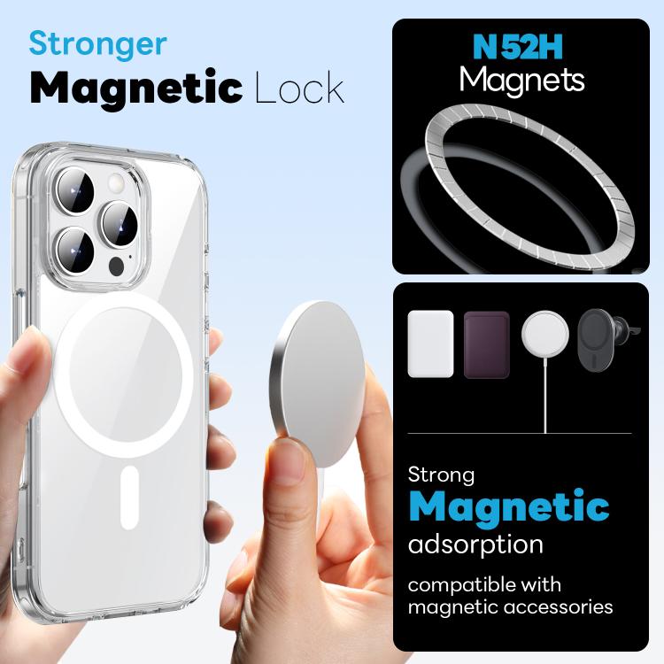 For iPhone 16 Pro Max NORTHJO 3 in 1 PC Magnetic Phone Case with Screen Film and Lens Film(Clear) - iPhone 16 Pro Max Cases by NORTHJO | Online Shopping UK | buy2fix