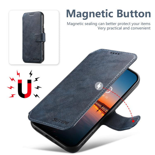 For iPhone 13 Suteni Q05 2-in-1 Multi-function Detachable Wallet MagSafe Phone Case(Blue) - iPhone 13 Cases by Suteni | Online Shopping UK | buy2fix