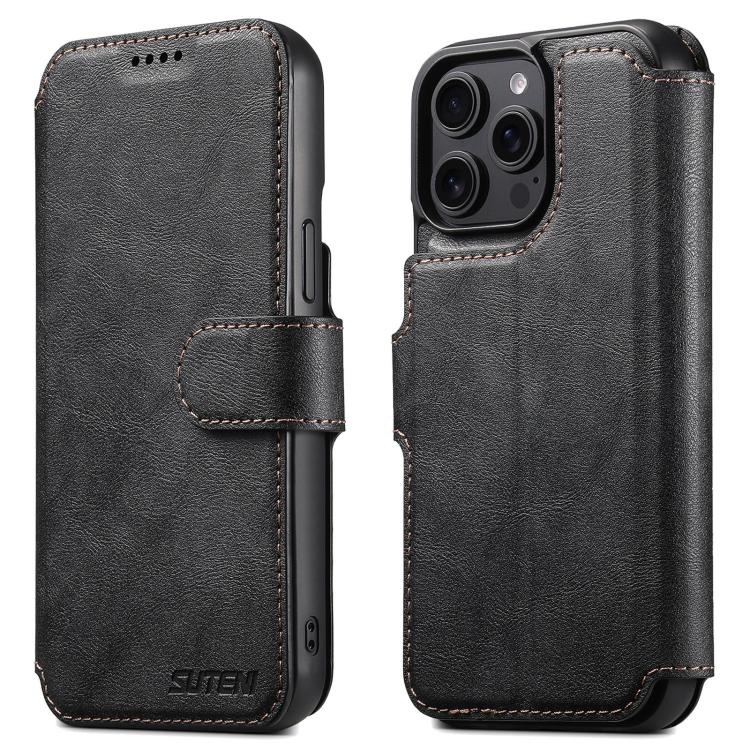 For iPhone 12 Pro Max Suteni Q05 2-in-1 Multi-function Detachable Wallet MagSafe Phone Case(Black) - iPhone 12 Pro Max Cases by Suteni | Online Shopping UK | buy2fix